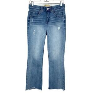Democracy Ab Technology Cropped Bootcut Jeans Frayed Hem Distressed Women's 6